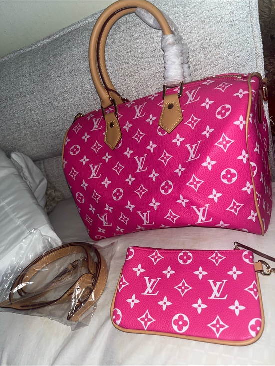 Source Unknown Handbags - Source Unknown Hot Pink Satchel with Tan Trim